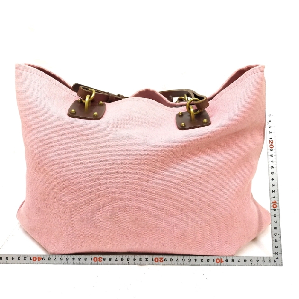 Bottega Veneta Pink Canvas Tote with Dark Brown Leather Handles - Picture 10 of 15